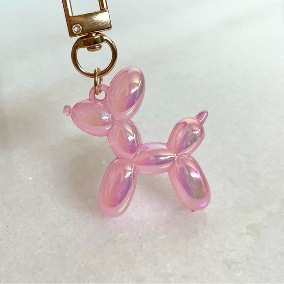 Iridescent Balloon Dog Bag Charm | Key Chain - Picture 3 of 3